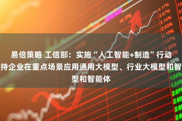 易倍策略 工信部：实施“人工智能+制造”行动，支持企业在重点场景应用通用大模型、行业大模型和智能体